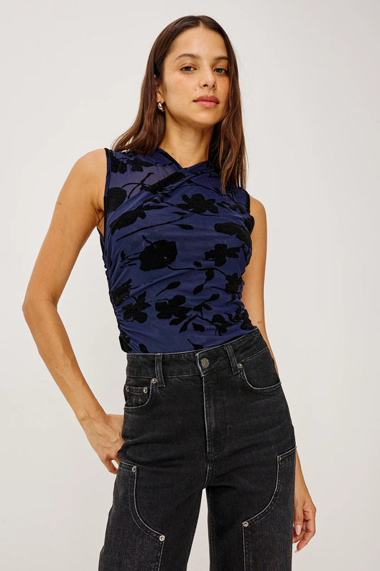 Rails Lauris Top, Navy Tossed Roses