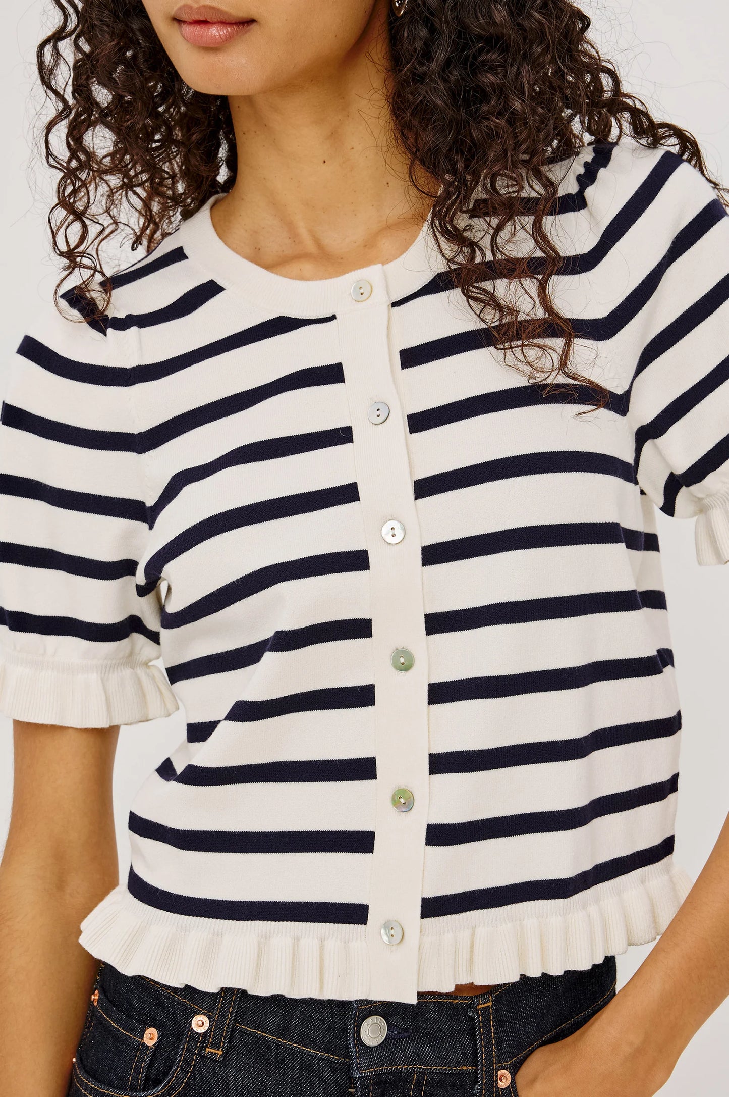 Rails Lora Top, Ivory Navy Stripe