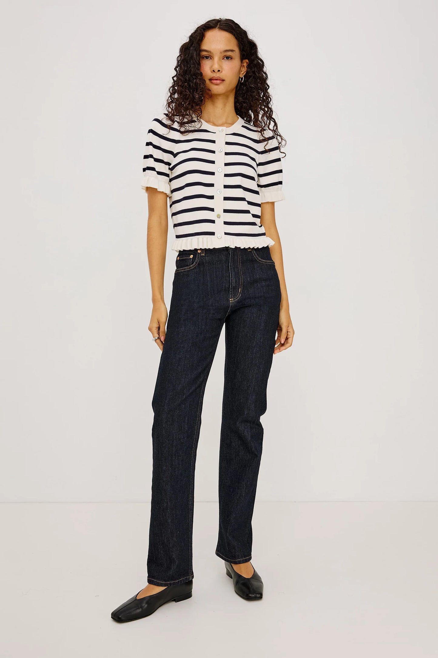 Rails Lora Top, Ivory Navy Stripe