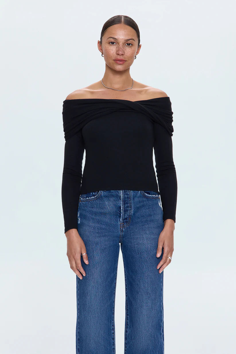 Pistola Lyra Off the Shoulder Top, Noir
