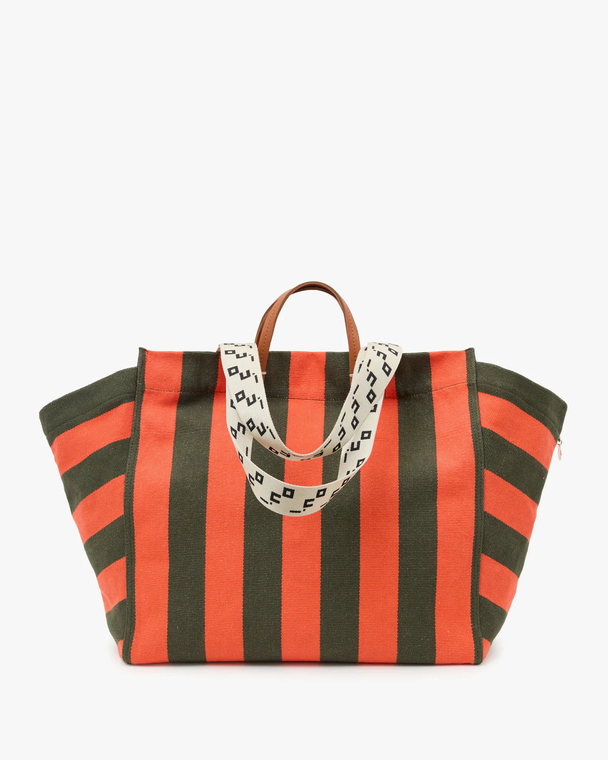 Clare V La Cote Tote, Army/Bright Poppy Canvas Stripe