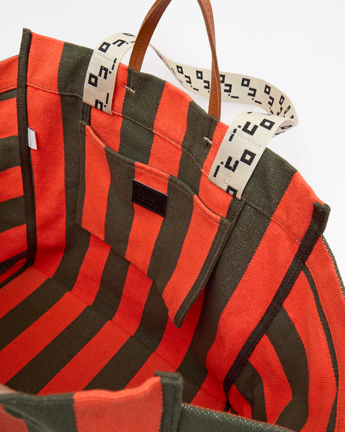 Clare V La Cote Tote, Army/Bright Poppy Canvas Stripe