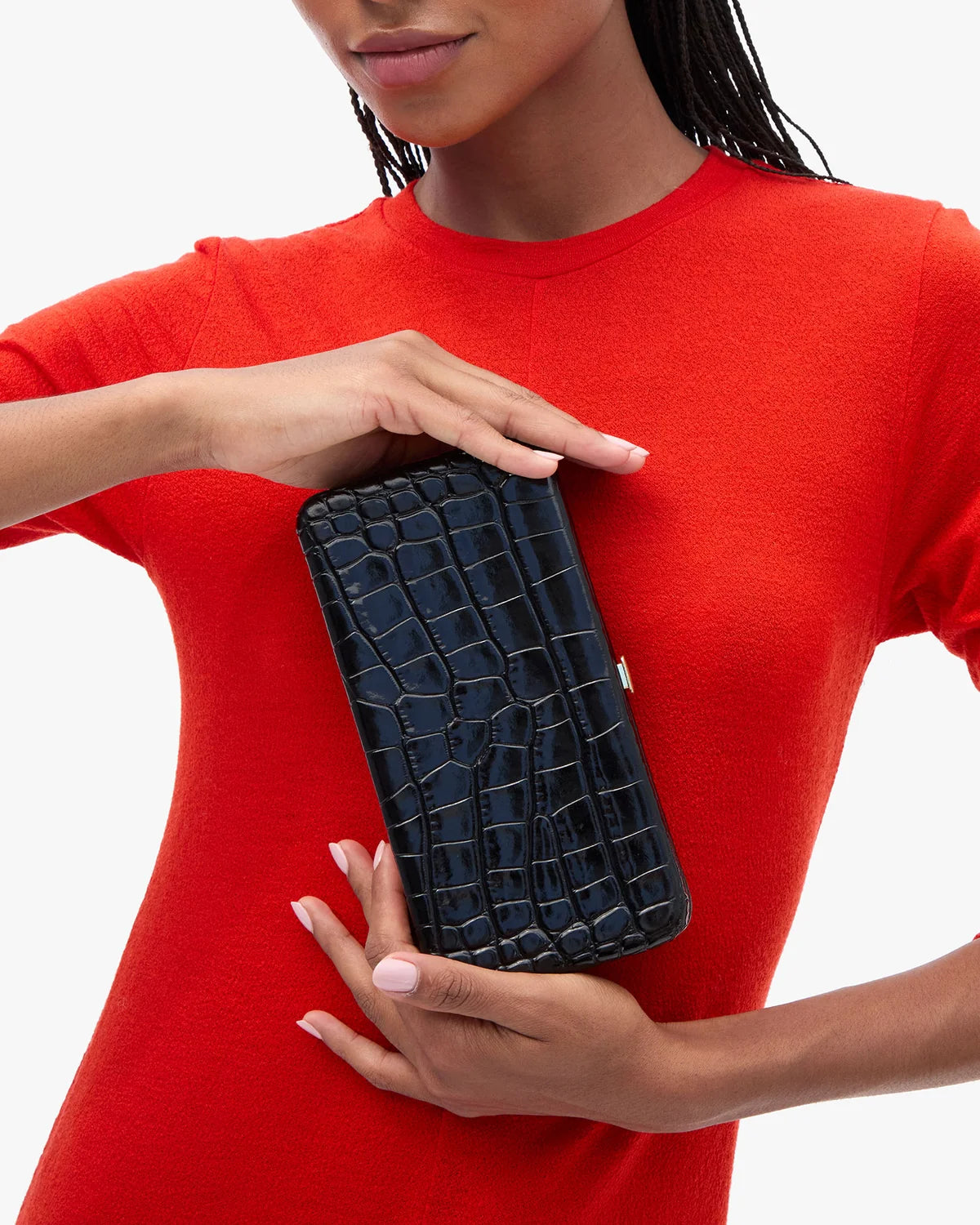 Clare V Le Tabac, Black Embossed Croco