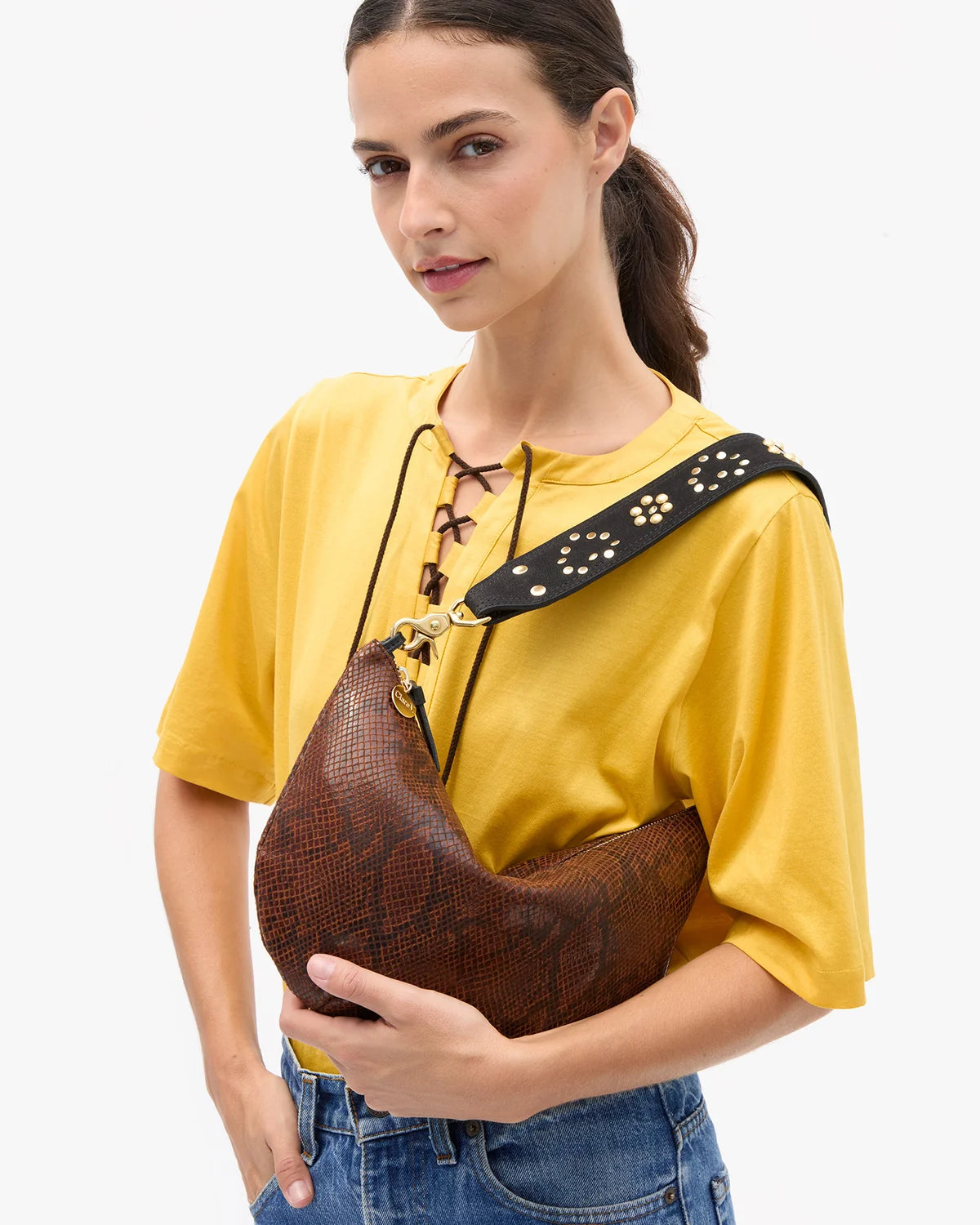 Clare V Lune, Auburn Embossed Python