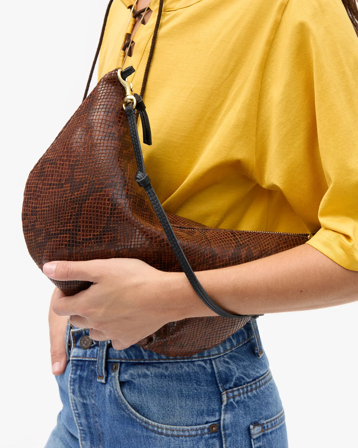 Clare V Lune, Auburn Embossed Python