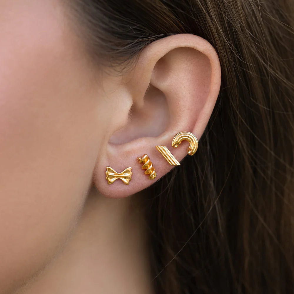 Girls Crew Al Dente Pasta Stud Set, Gold