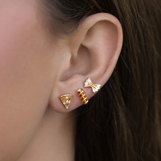Girls Crew Pepperoni Pizza Studs, Gold