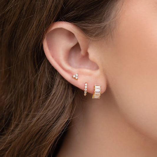 Girls Crew Bling Baguette Huggie Hoops - Multiple Options