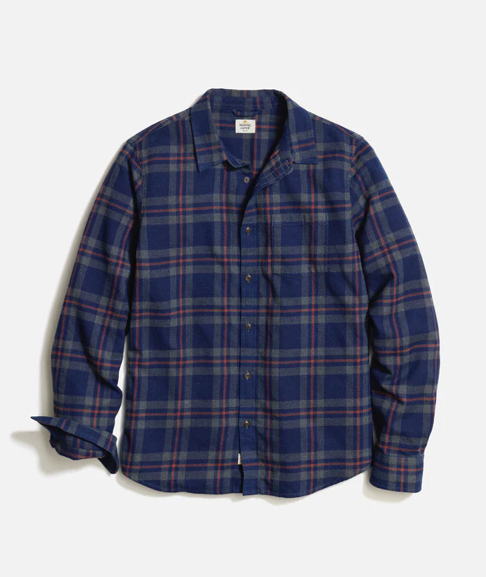 Marine Layer Classic Fit Balboa Button Down in Navy Plaid