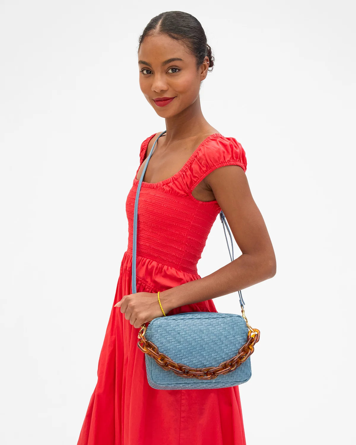 Clare V Marisol, Desert Blue Woven Zig-Zag