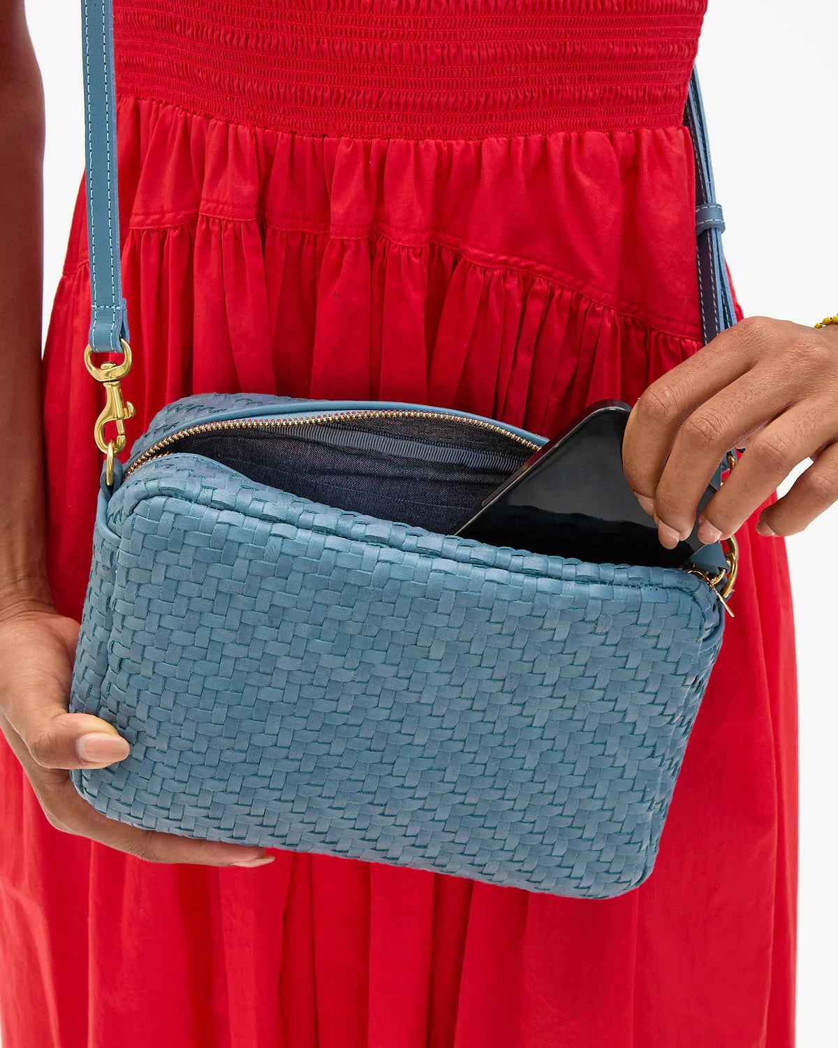 Clare V Marisol, Desert Blue Woven Zig-Zag