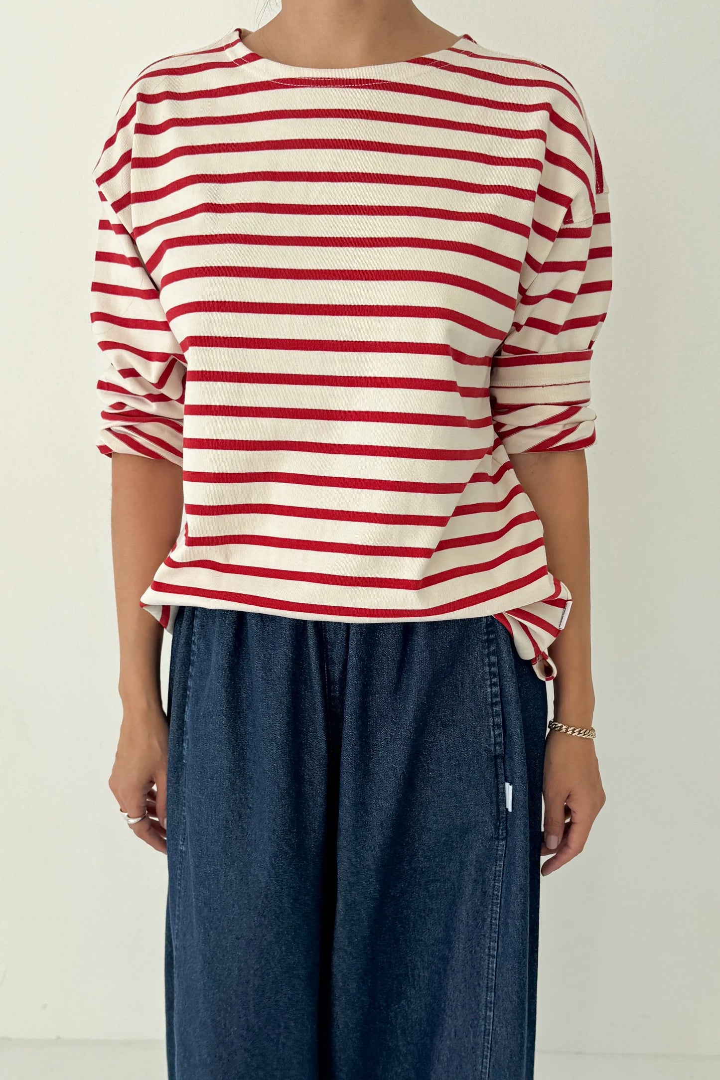 Le Bon Shoppe Marseille Boat Neck Top, Red Stripe