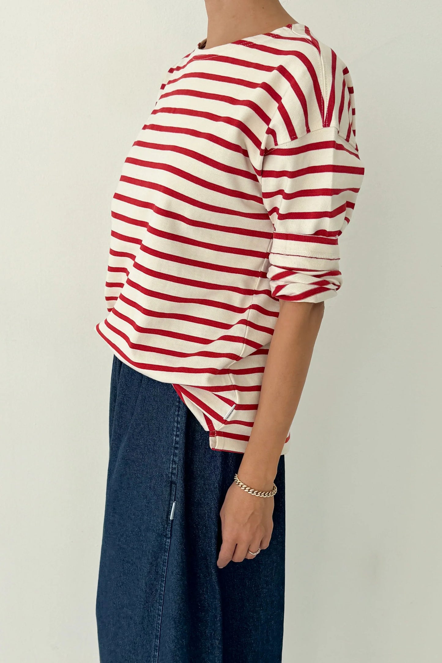 Le Bon Shoppe Marseille Boat Neck Top, Red Stripe