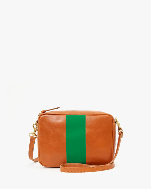 Clare V Midi Sac Tan with Green Stripe