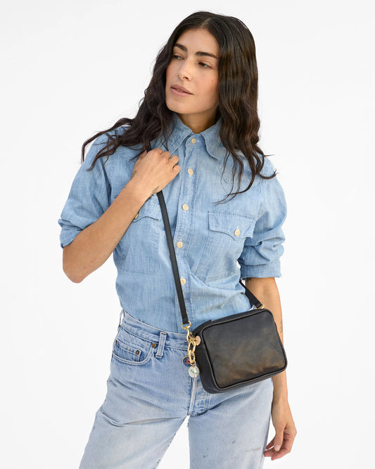 Clare V Midi Sac, Black Petit Caviar