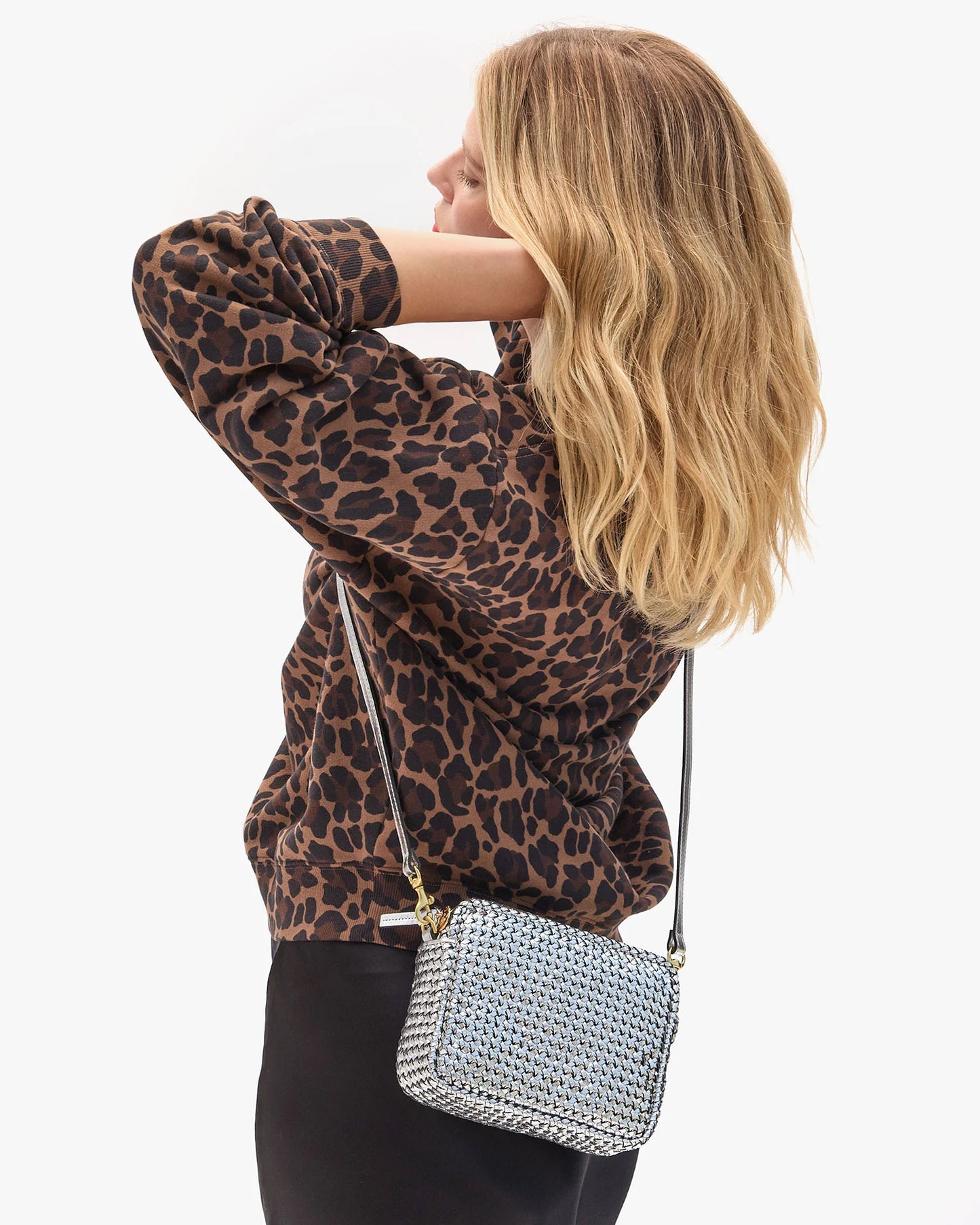 Clare V Midi Sac, Silver Woven Étoile