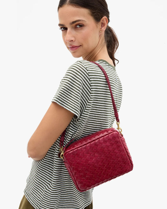 Clare V Shoulder Strap, Garnet Petite Double Braids
