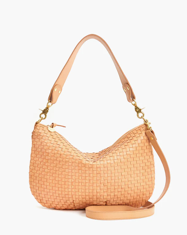 Clare V Moyen Messenger, Bisque Woven Checker