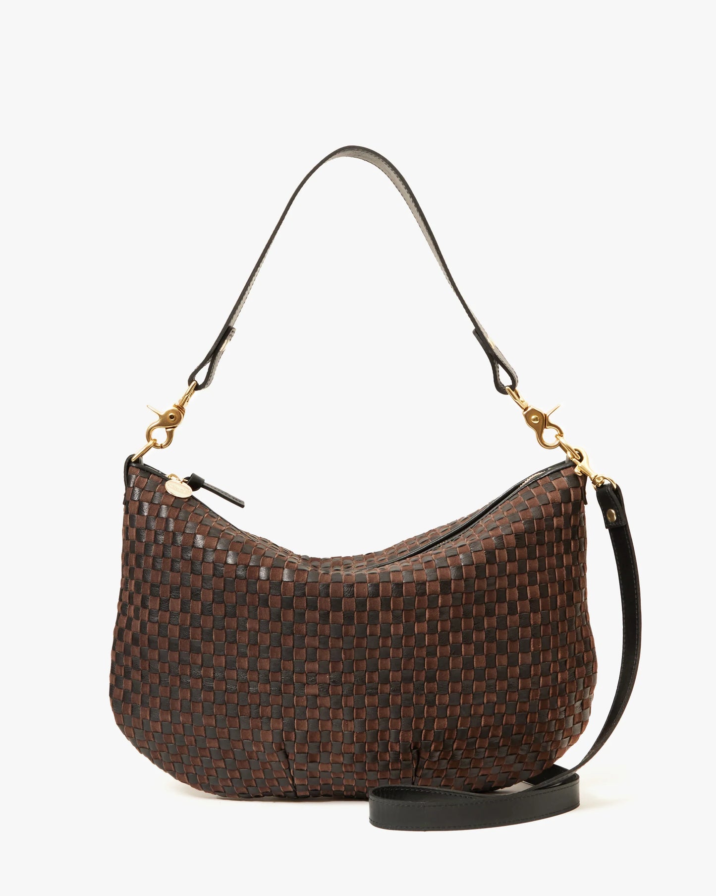 Clare V Moyen Messenger, Black/Chocolate Woven Checker