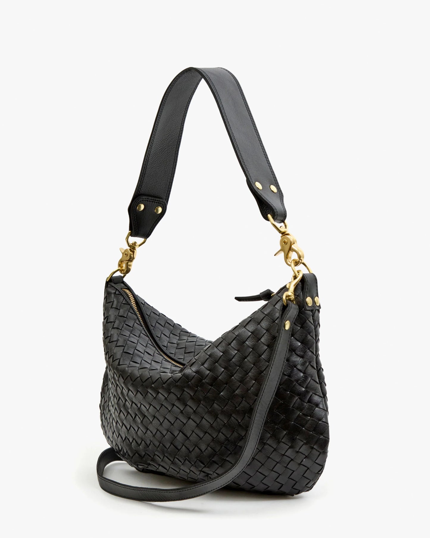 Clare V Petit Moyen, Black Diagonal Woven