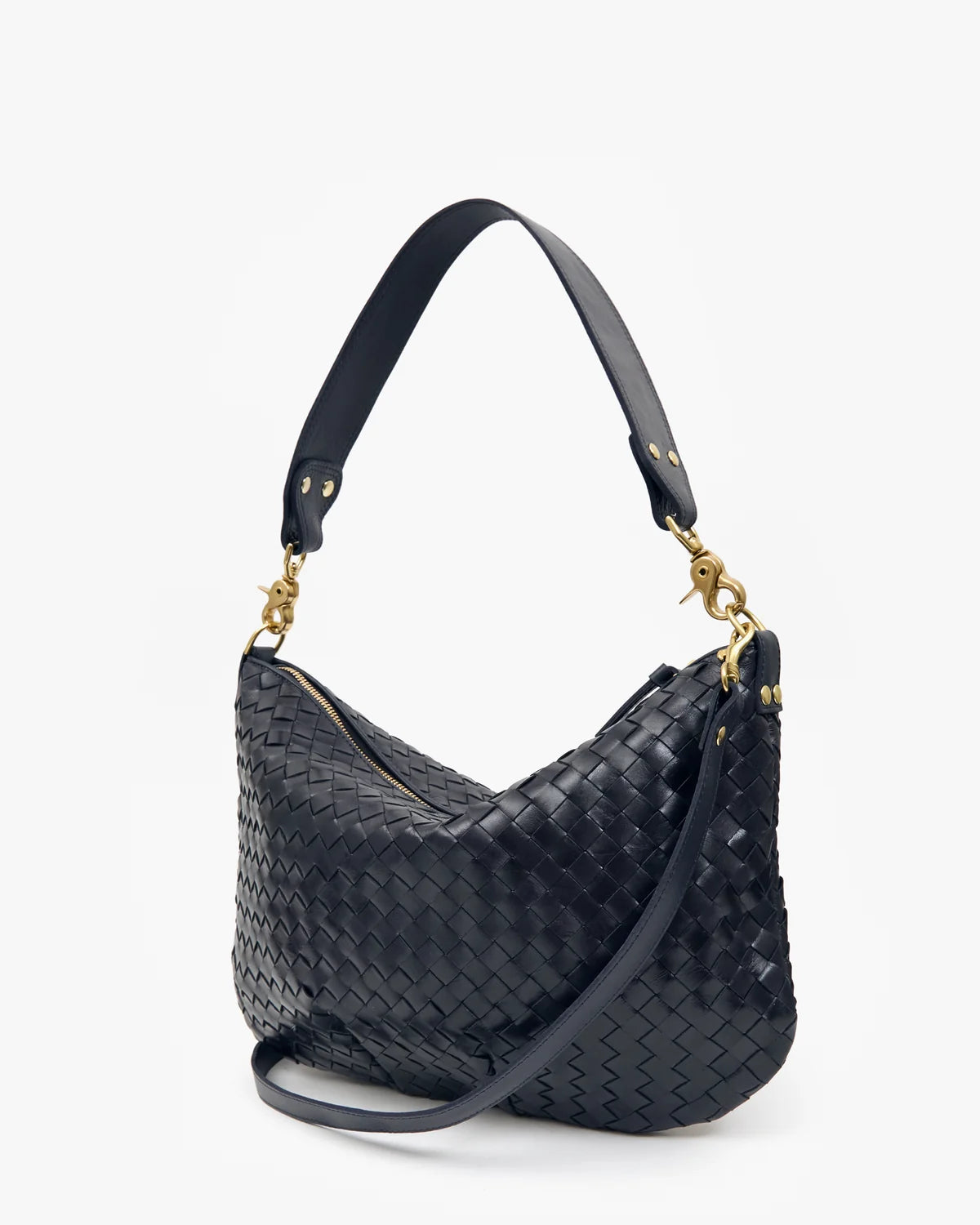 Clare V Moyen Messenger, Twilight Navy Diagonal Woven