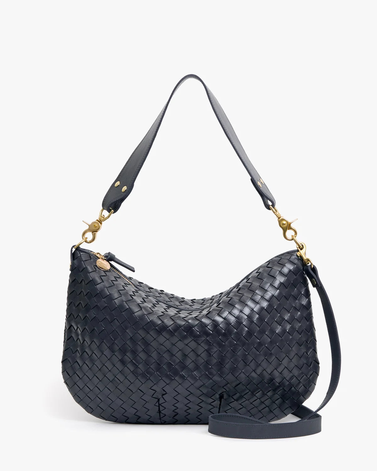 Clare V Moyen Messenger, Twilight Navy Diagonal Woven