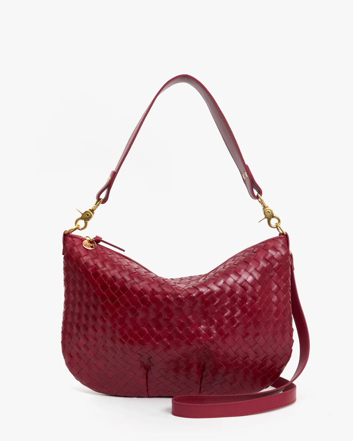 Clare V Moyen Messenger, Garnet Diagonal Woven