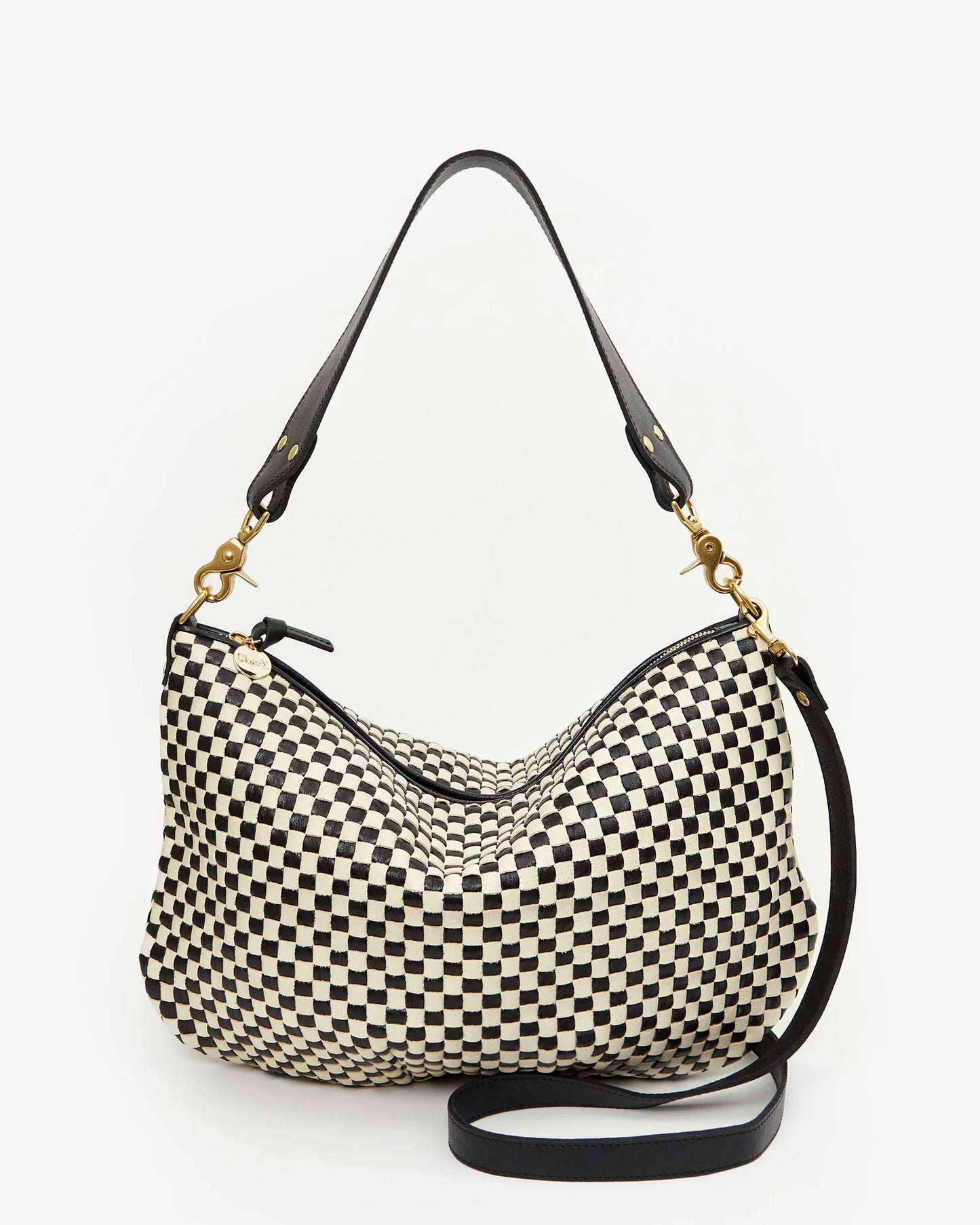 Clare V Moyen Messenger Woven Checker