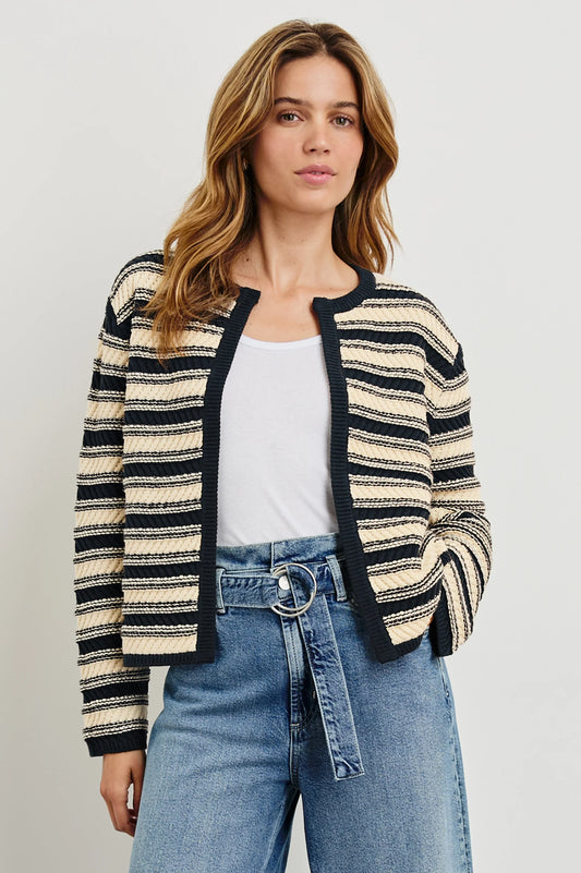 Rails Nelly Cardigan, Navy Oat Stripe