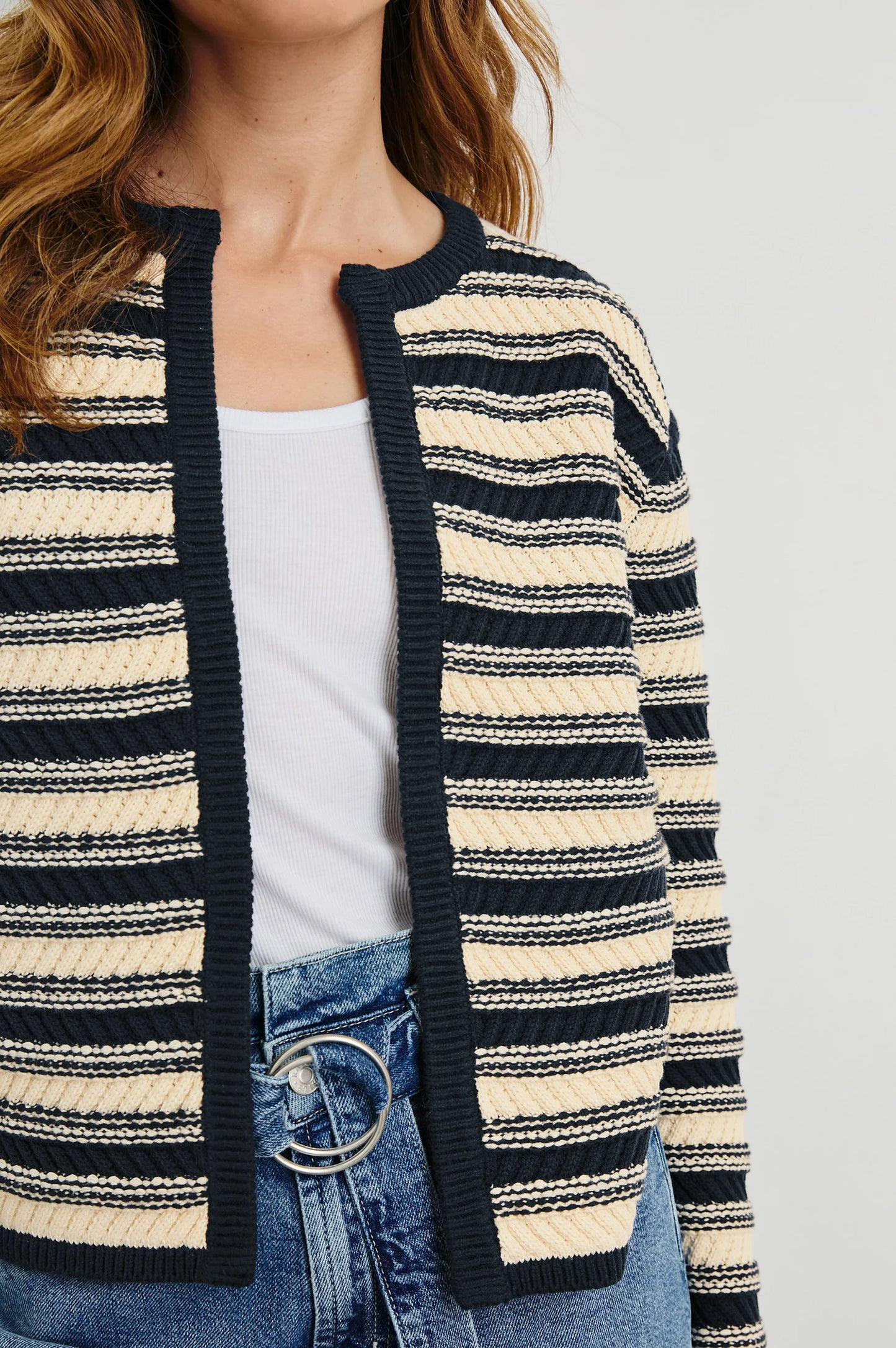 Rails Nelly Cardigan, Navy Oat Stripe