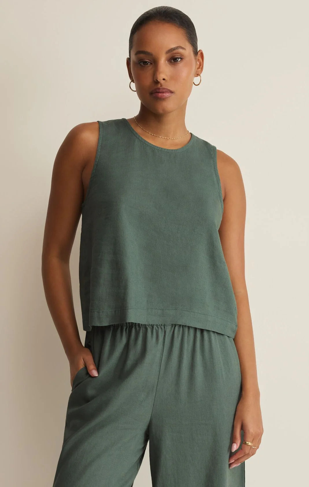 Z Supply Sloane Linen Top, Everglade