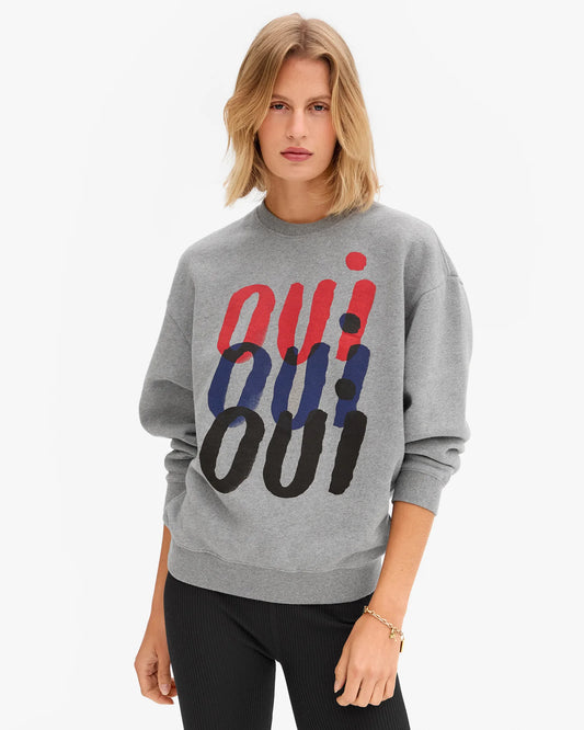 Clare V Oversized Sweatshirt, Grey Melange Triple Oui