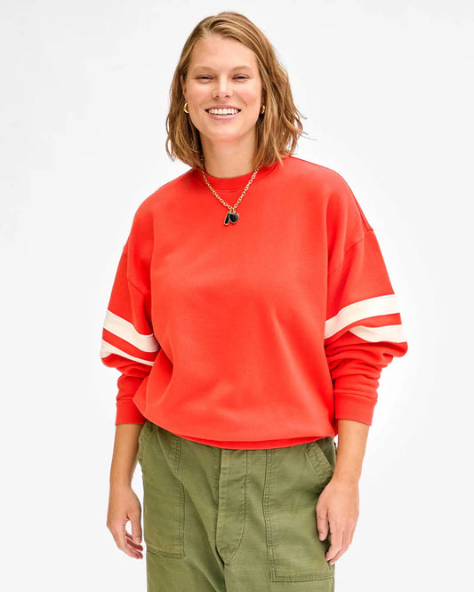 Clare V Oversized Varsity Sweatshirt, Bright Poppy