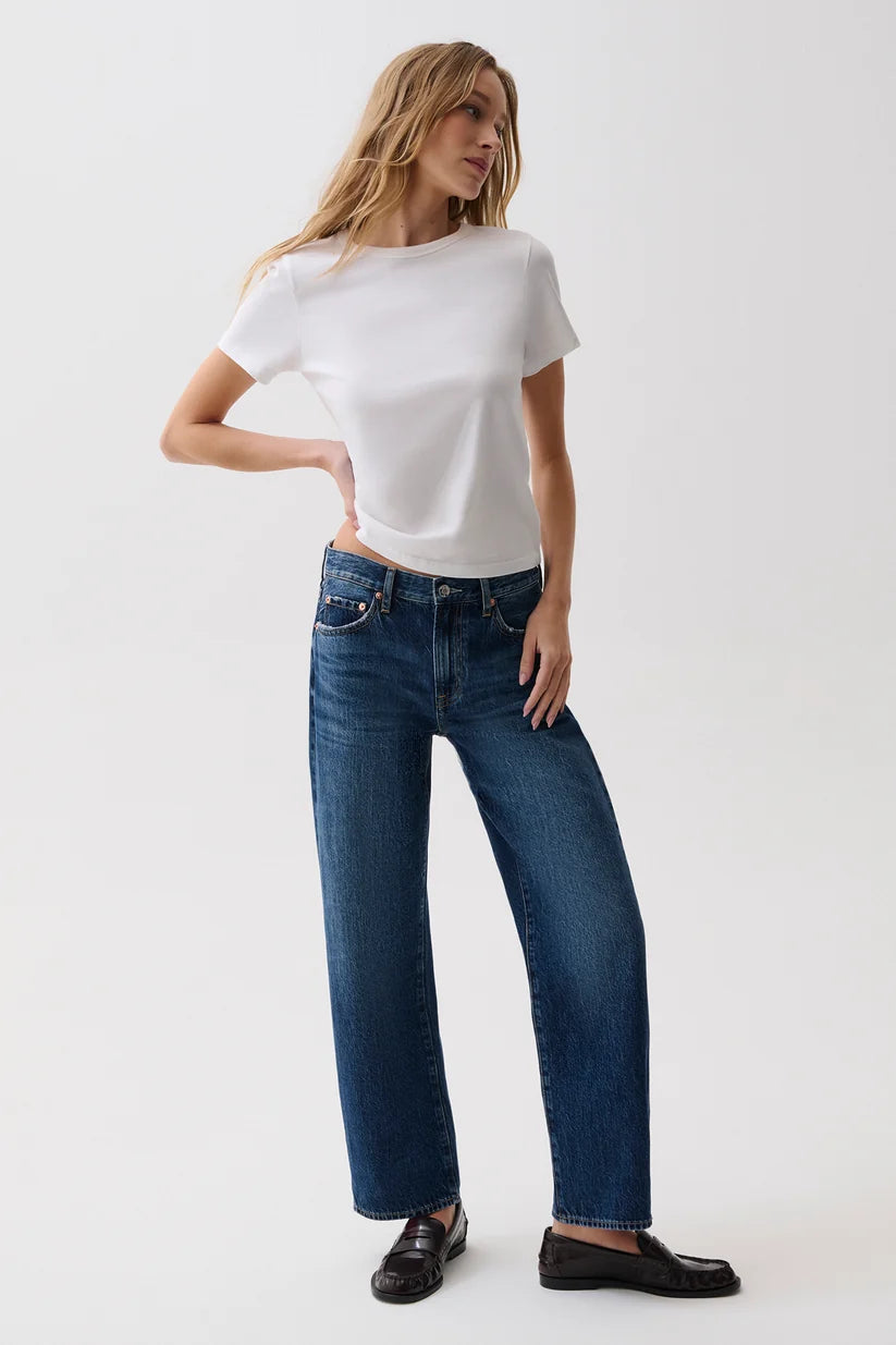 Pistola Lexi Mid Rise Bowed Straight Jean, Moonwave