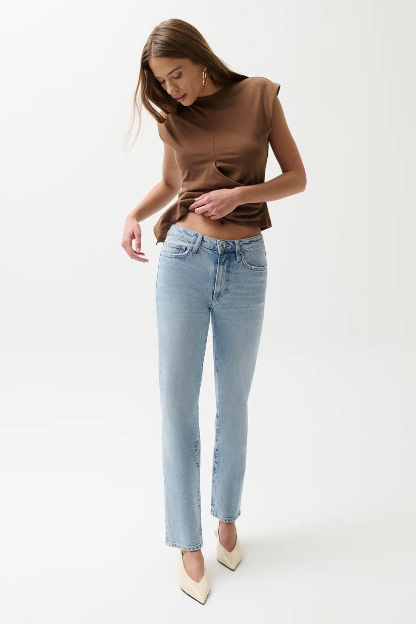 Pistola Aleks Mid Rise Straight Long Jean, Aegan