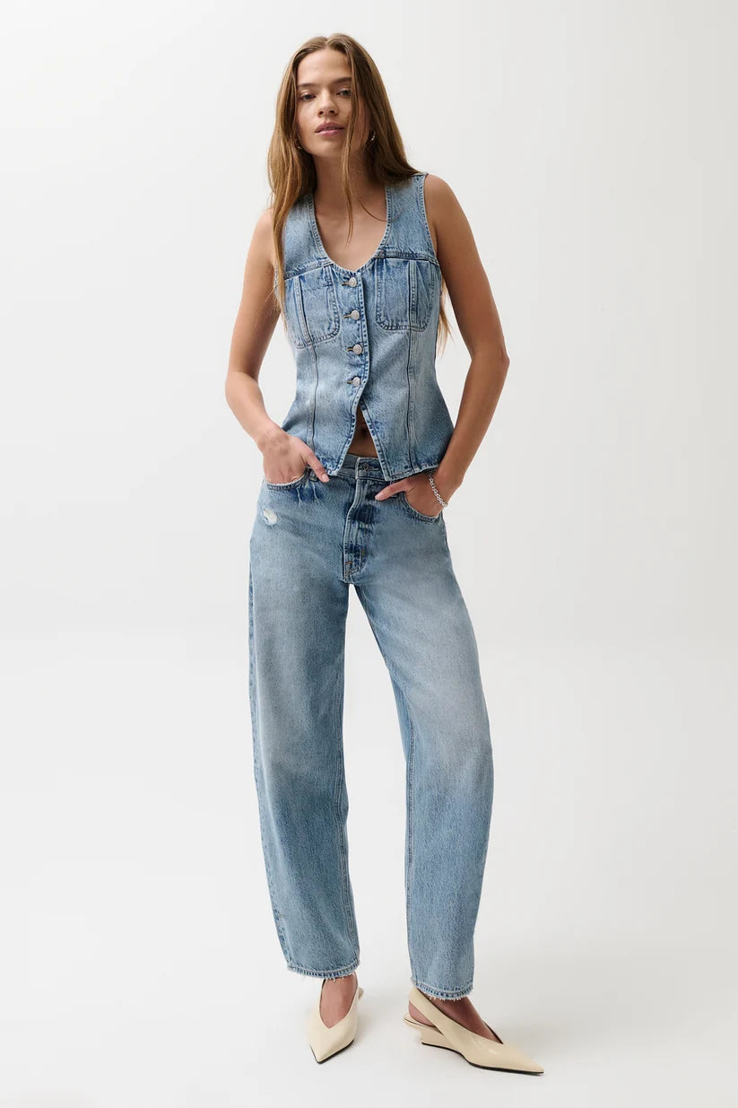Pistola Wes High Rise Barrel Jean, Blue Cloud