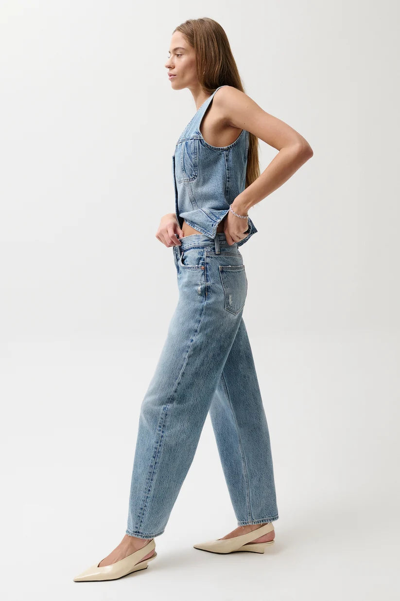 Pistola Wes High Rise Barrel Jean, Blue Cloud