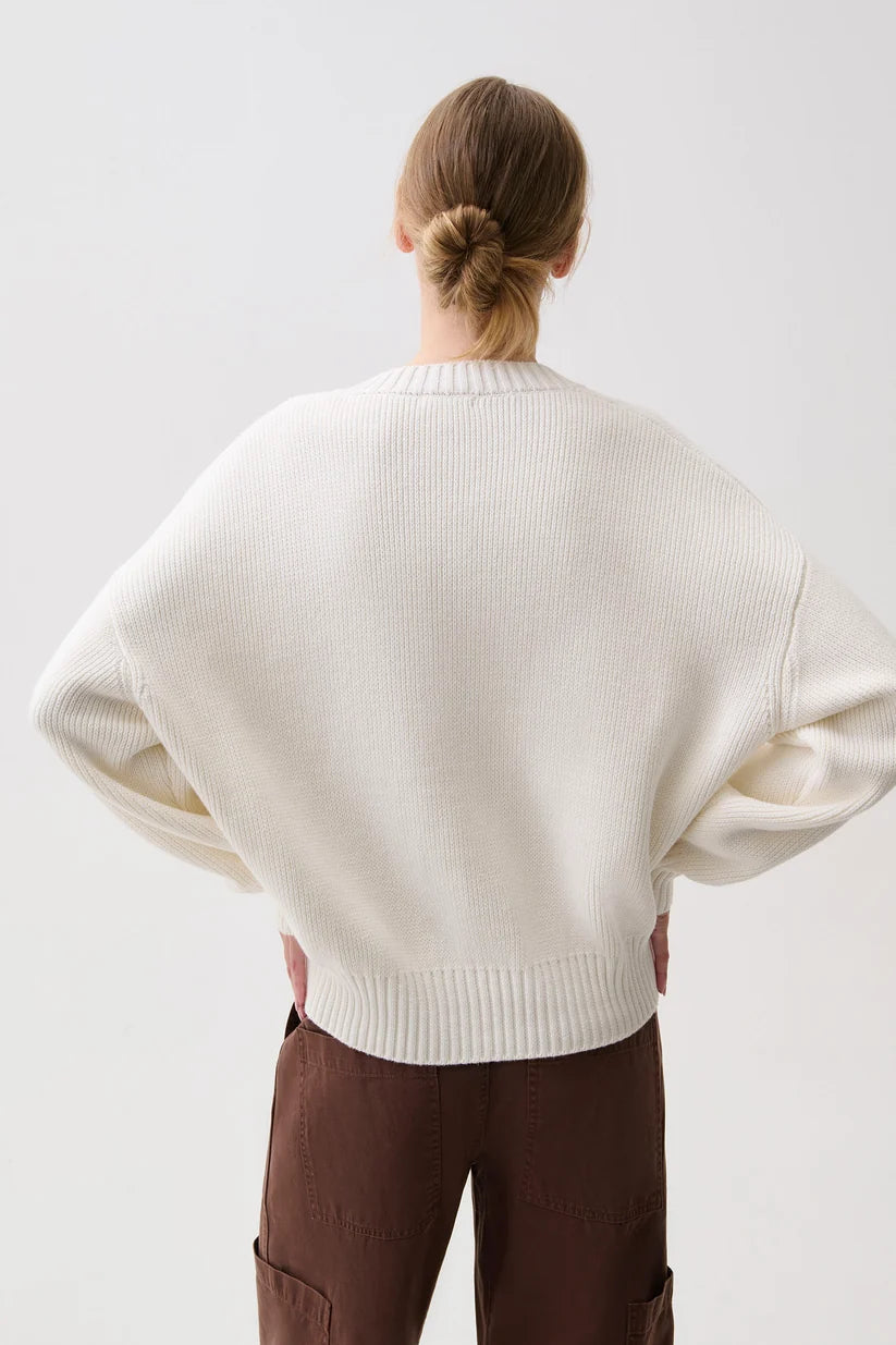 Pistola Nika Heavyweight V Neck Sweater, White