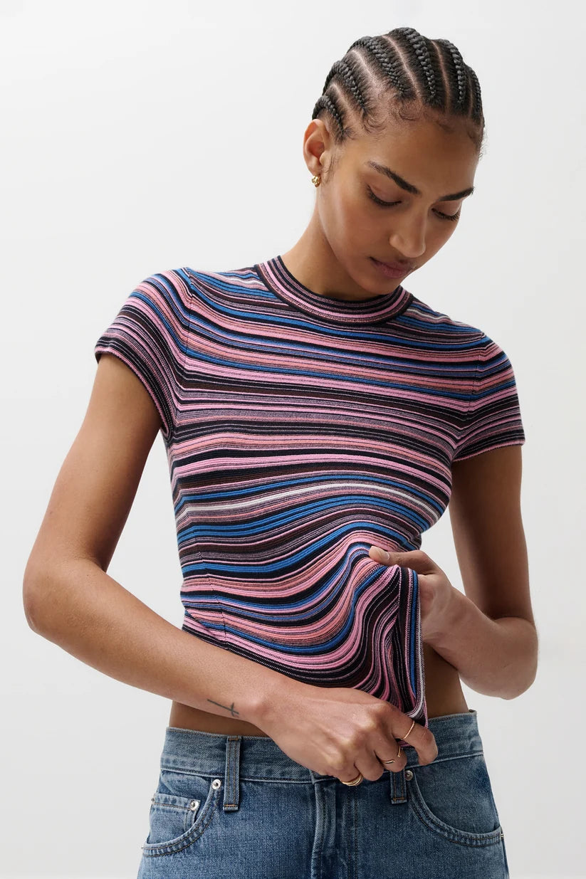 Pistola Selene Sweater Tee, Egyptian Blue Stripe