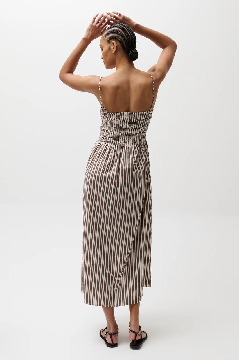 Pistola Bianca Shirred Bodice Dress, Java Stripe