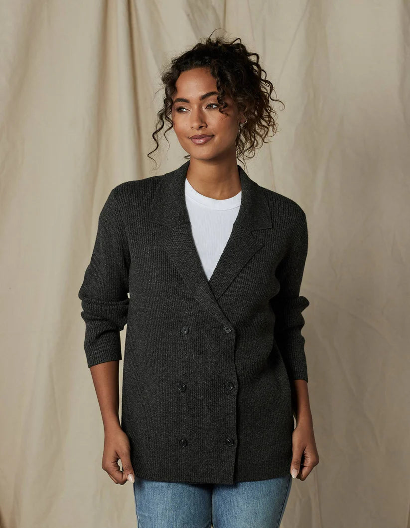 The Normal Brand Women's Dillion Knit Blazer, Charcoal