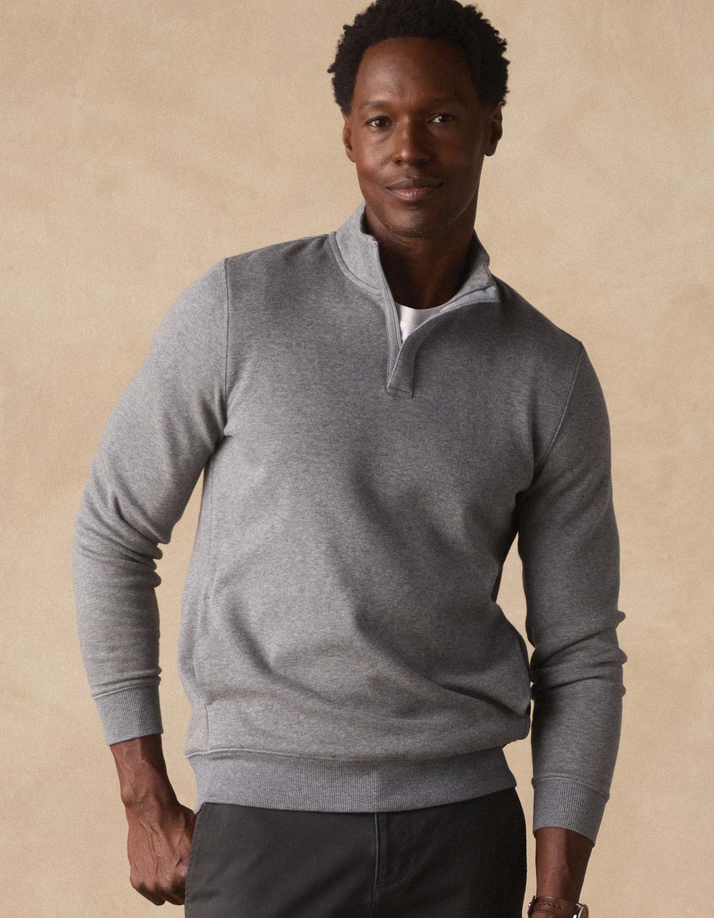 The Normal Brand Men's Fleece Puremeso Quarter-Zip, Athletic Grey