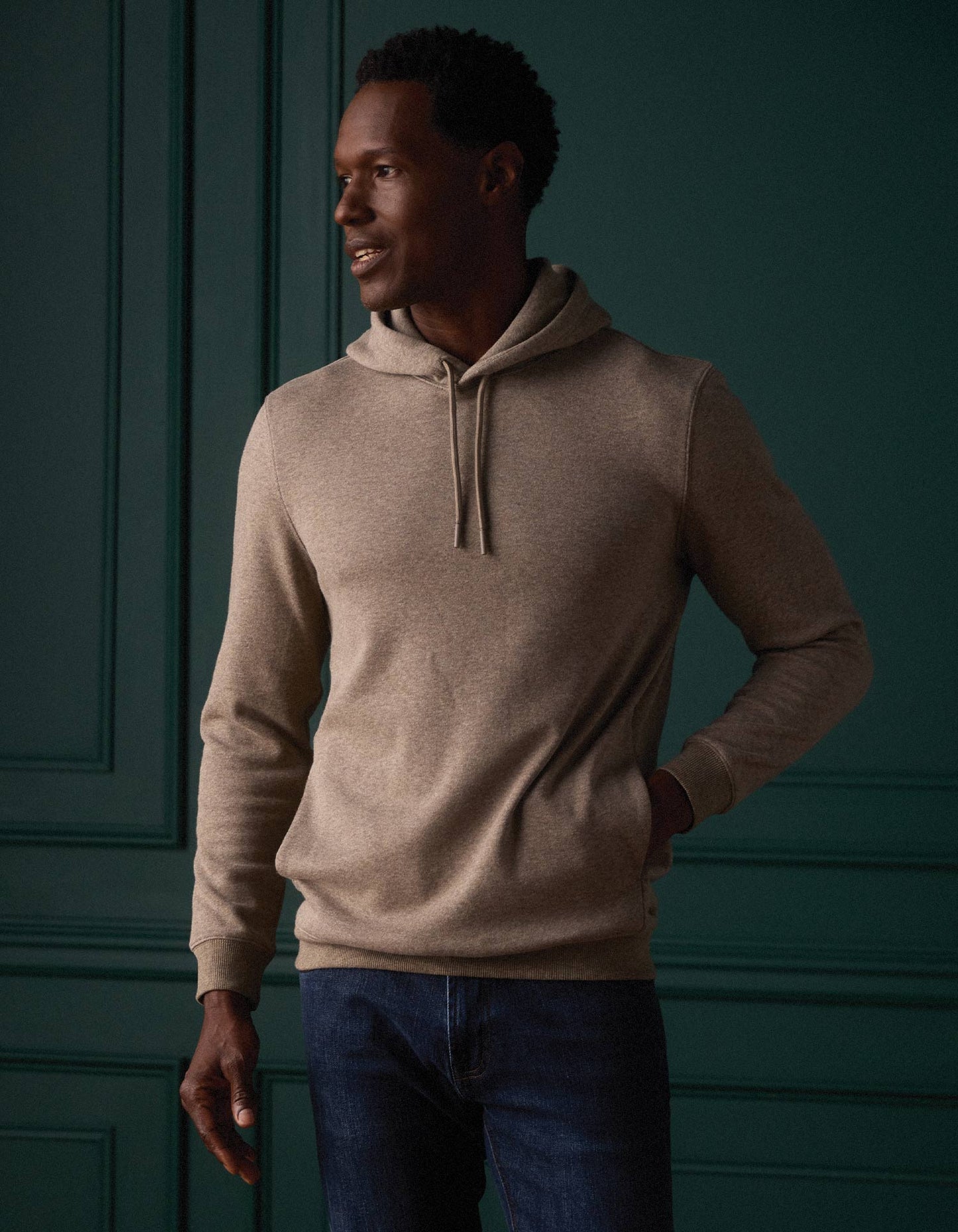 The Normal Brand Men's Fleece Puremeso Hoodie, Dark Taupe