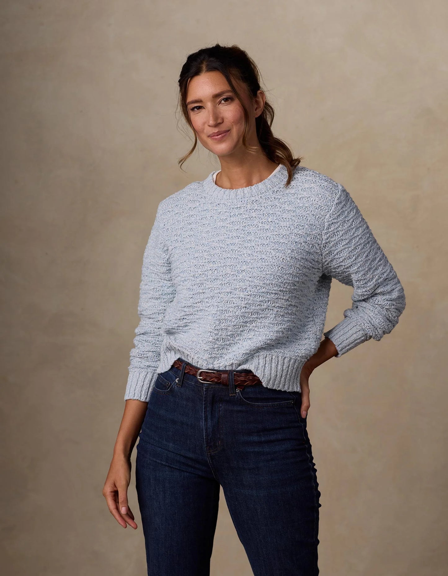 The Normal Brand Women's Openwork Fisherman Sweater, Sky