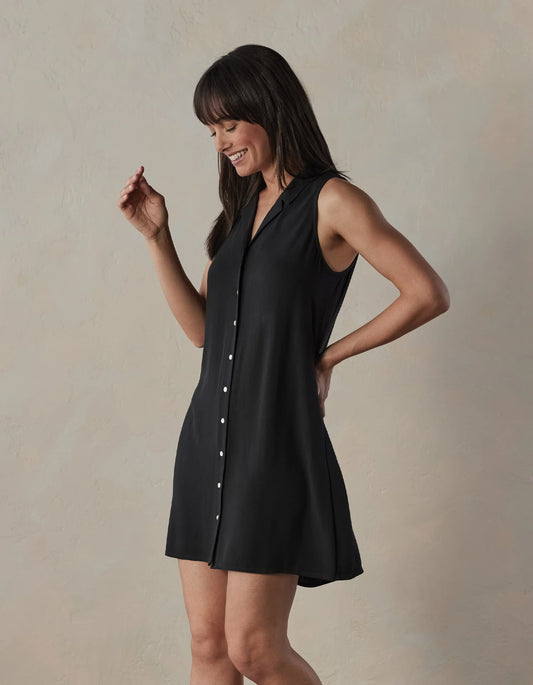 The Normal Brand Women's Aria Crepe Lapel Dress, Black