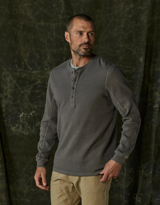 The Normal Brand Men's Vintage Thermal Mountain Henley, Slate