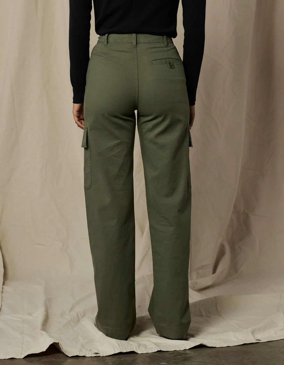 The Normal Brand Women's James Canvas Cargo Trouser, Dusty Olive