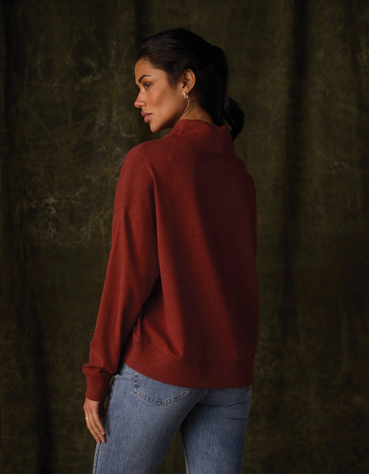 The Normal Brand Women's Puremeso Funnel Neck Pullover, Terracotta