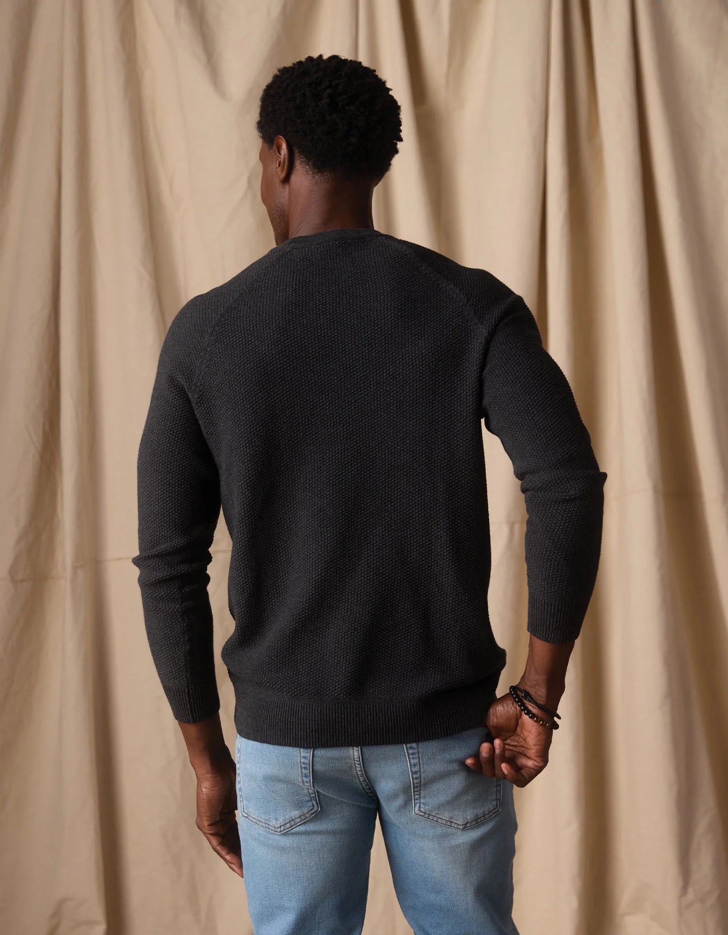 The Normal Brand Men's Coolmax Textured Crewneck Sweater, Charcoal