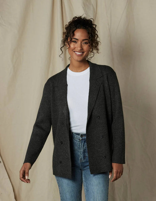 The Normal Brand Women's Dillion Knit Blazer, Charcoal